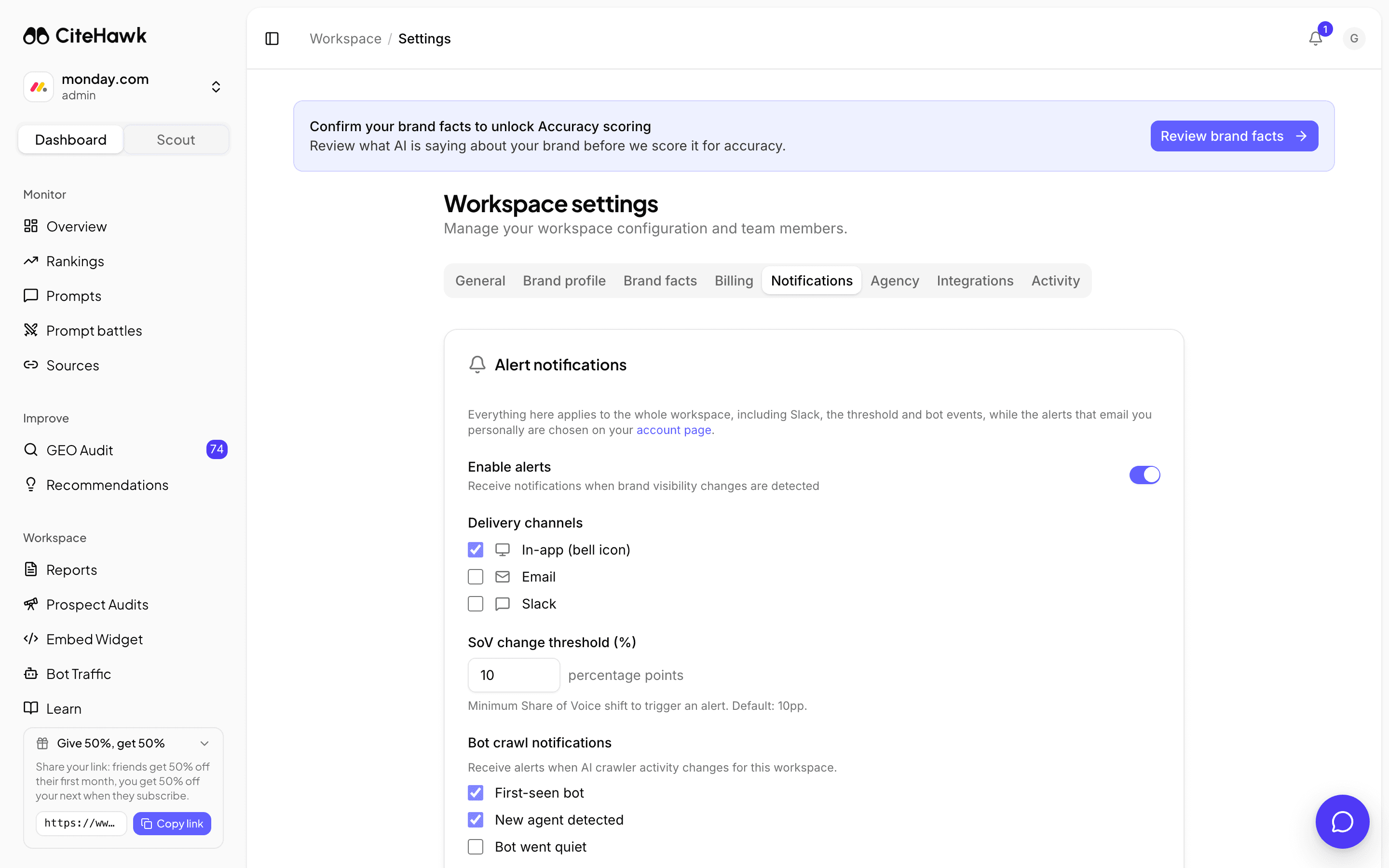 Screenshot: Open Notifications in Settings