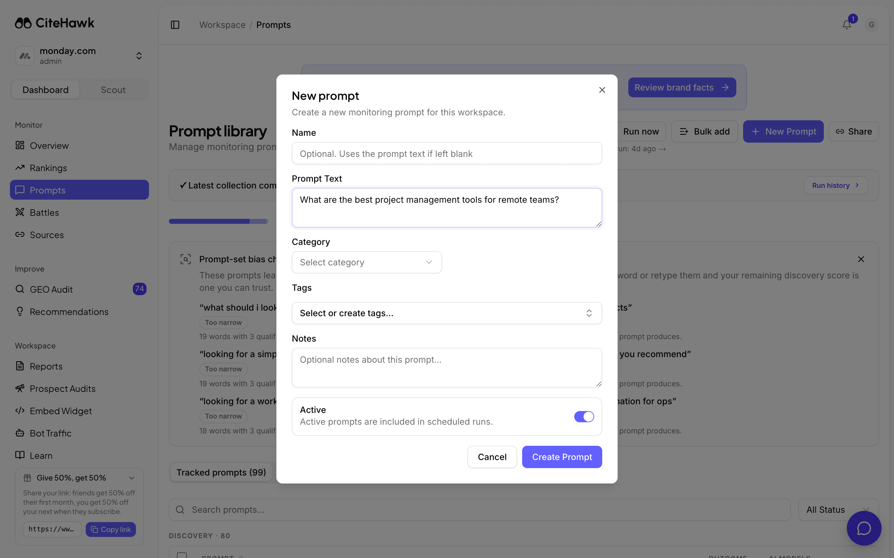 Screenshot: Write a prompt like a buyer would