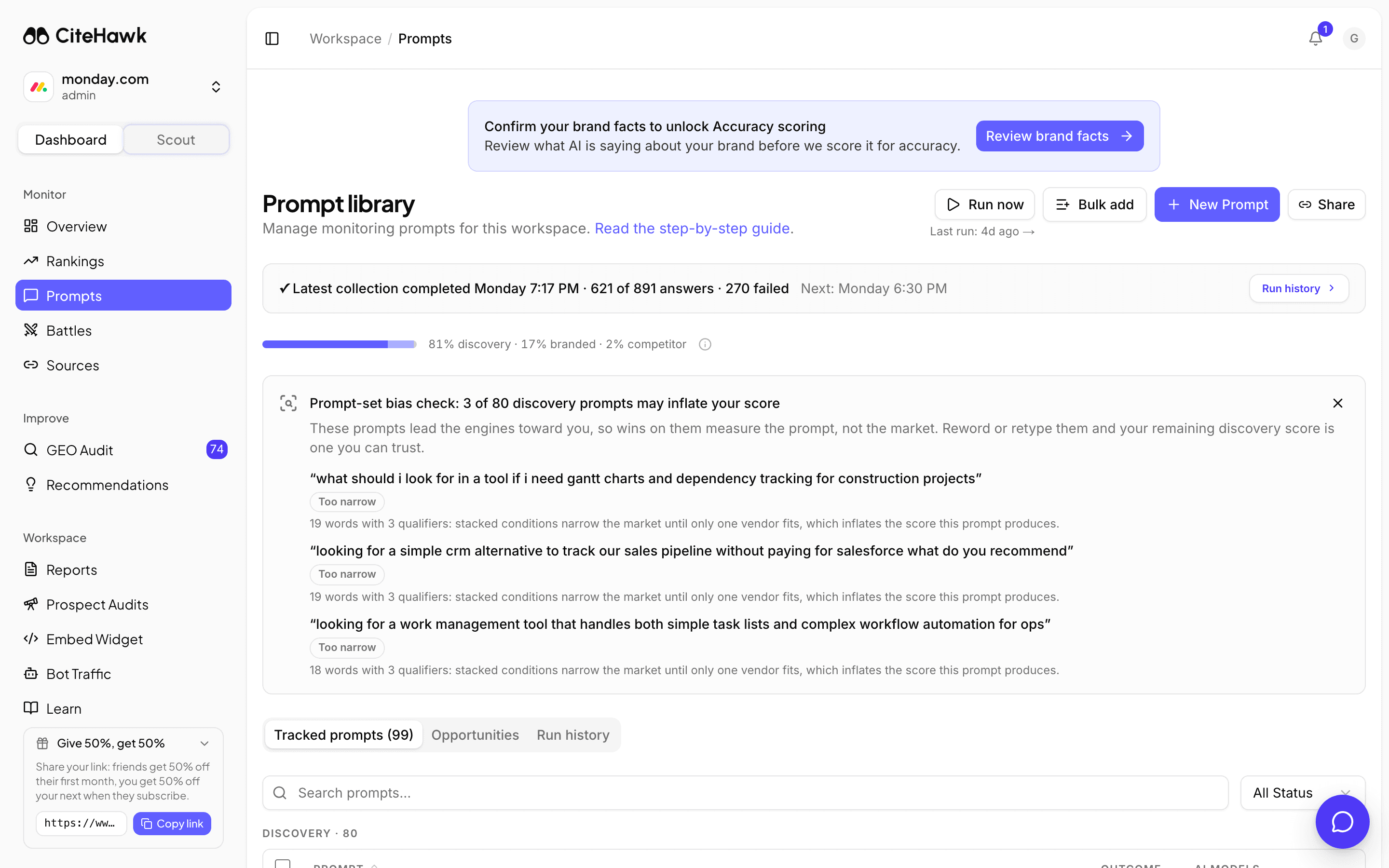 Screenshot: Open your prompt library