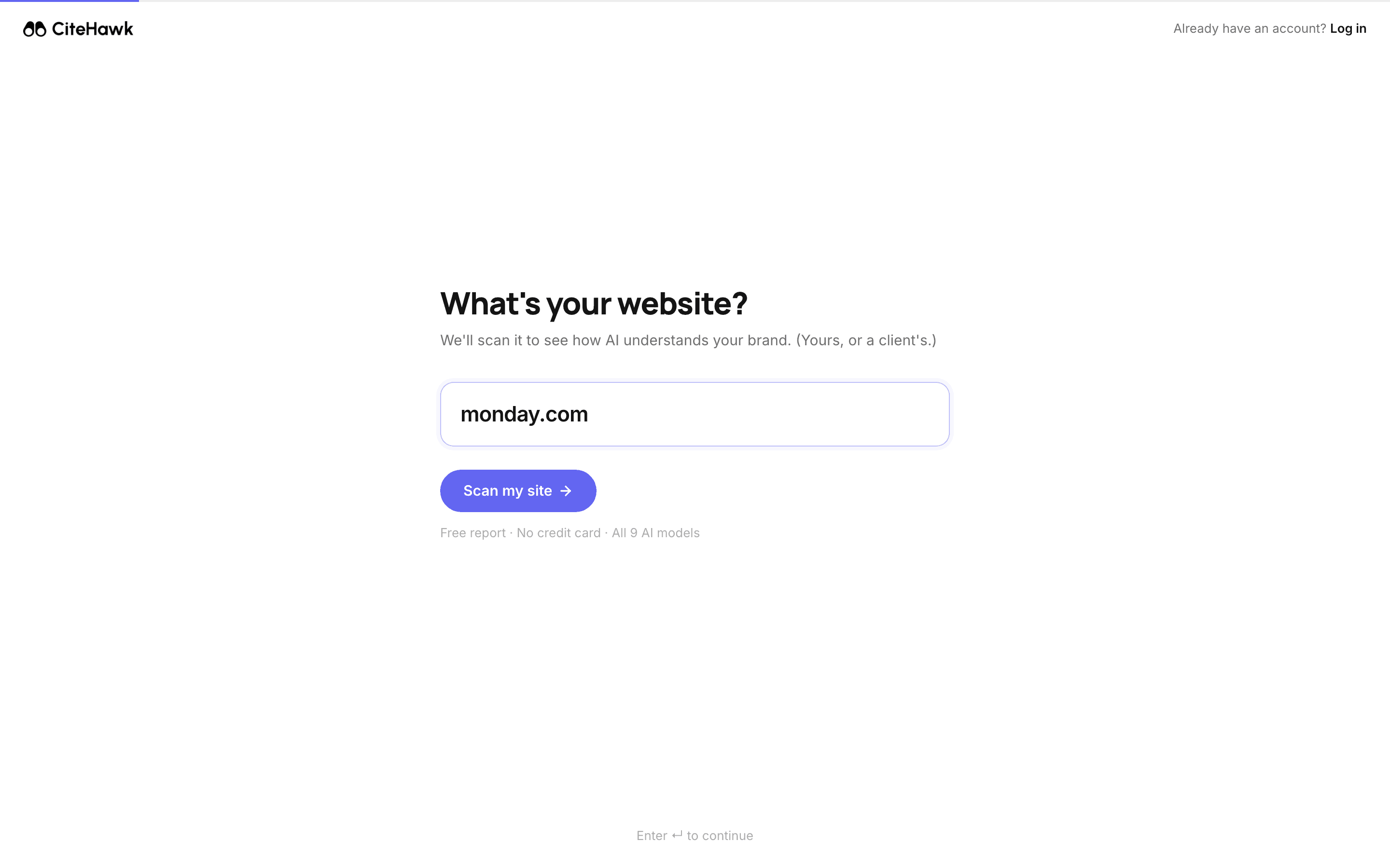 Screenshot: Tell us your website