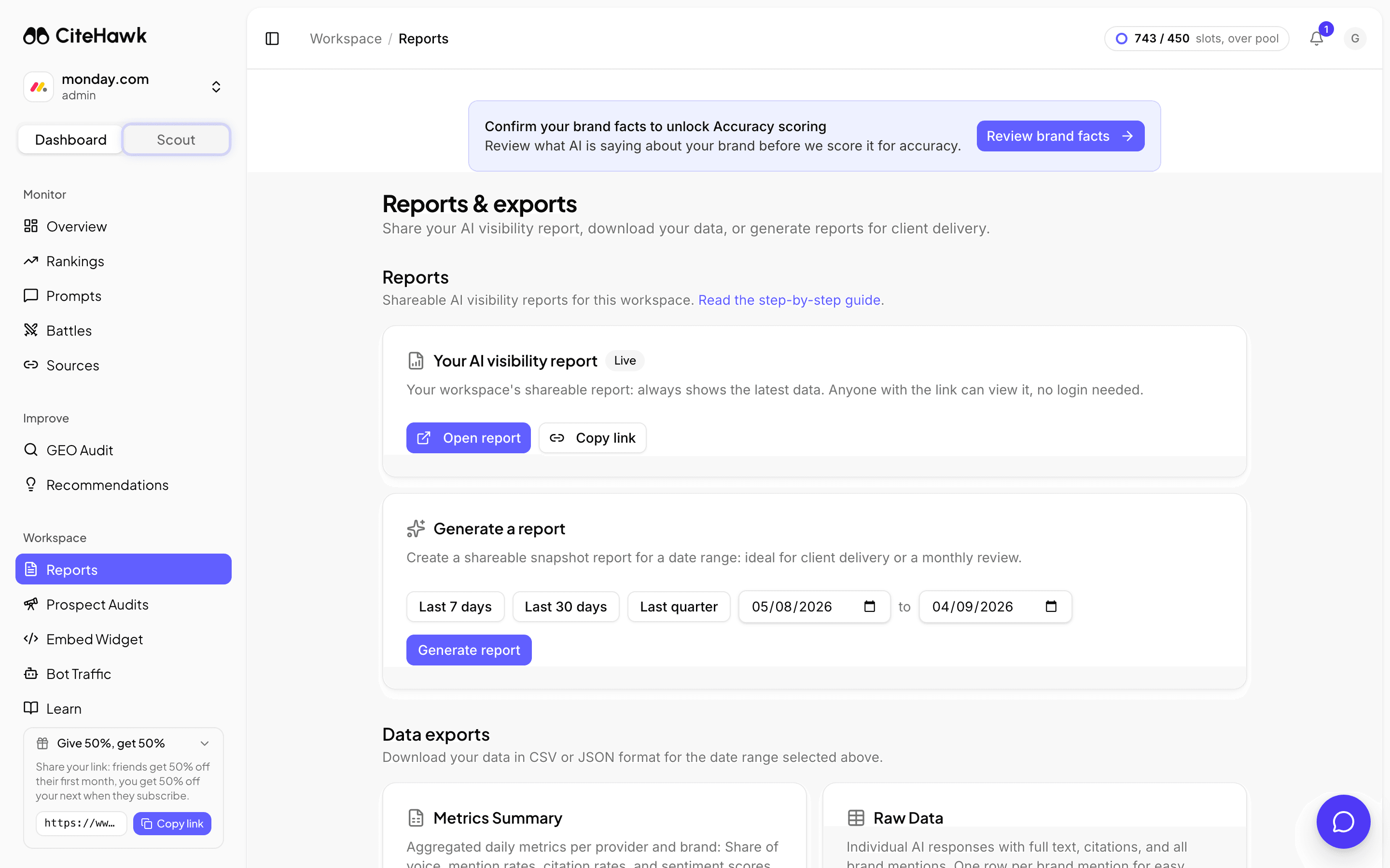Screenshot: Find your report any time