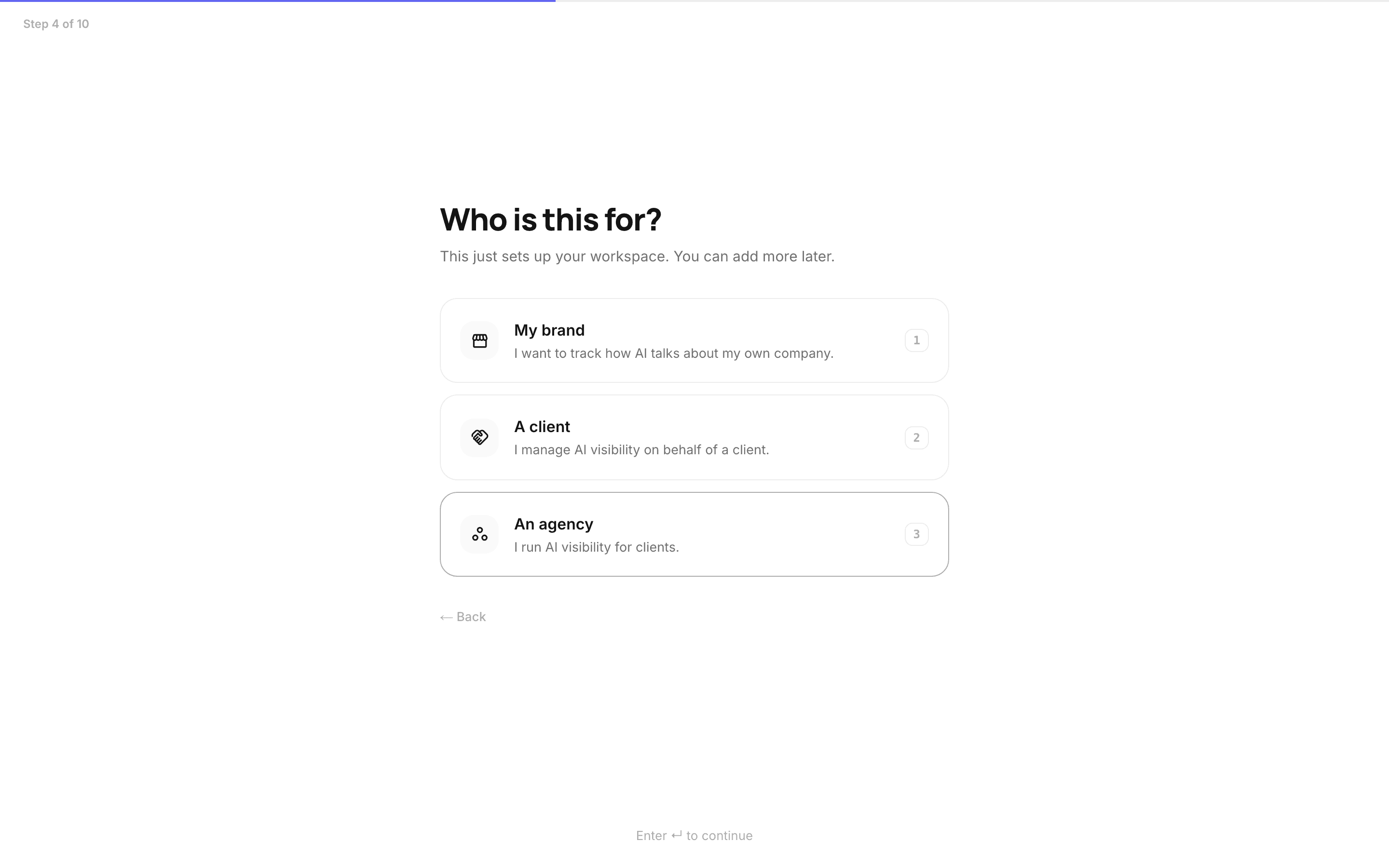 Screenshot: Say who this is for and how far you reach
