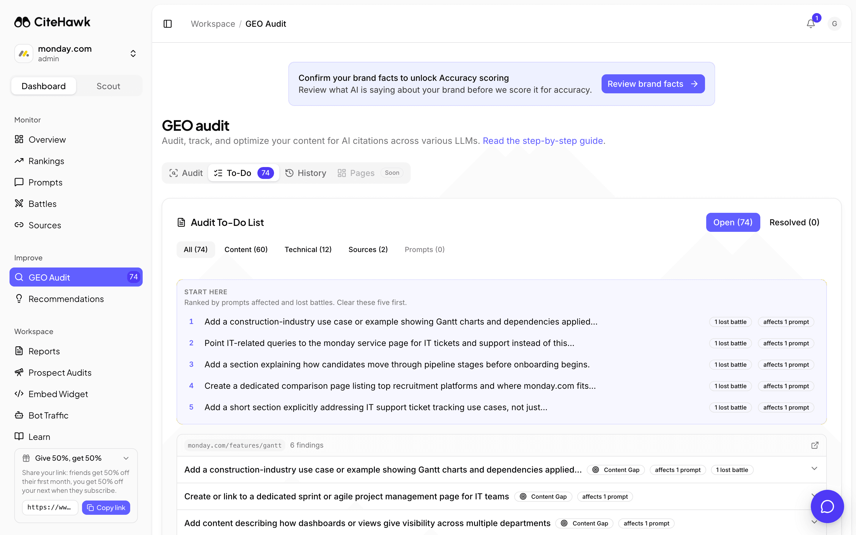 Screenshot: Work the to-do list, top first