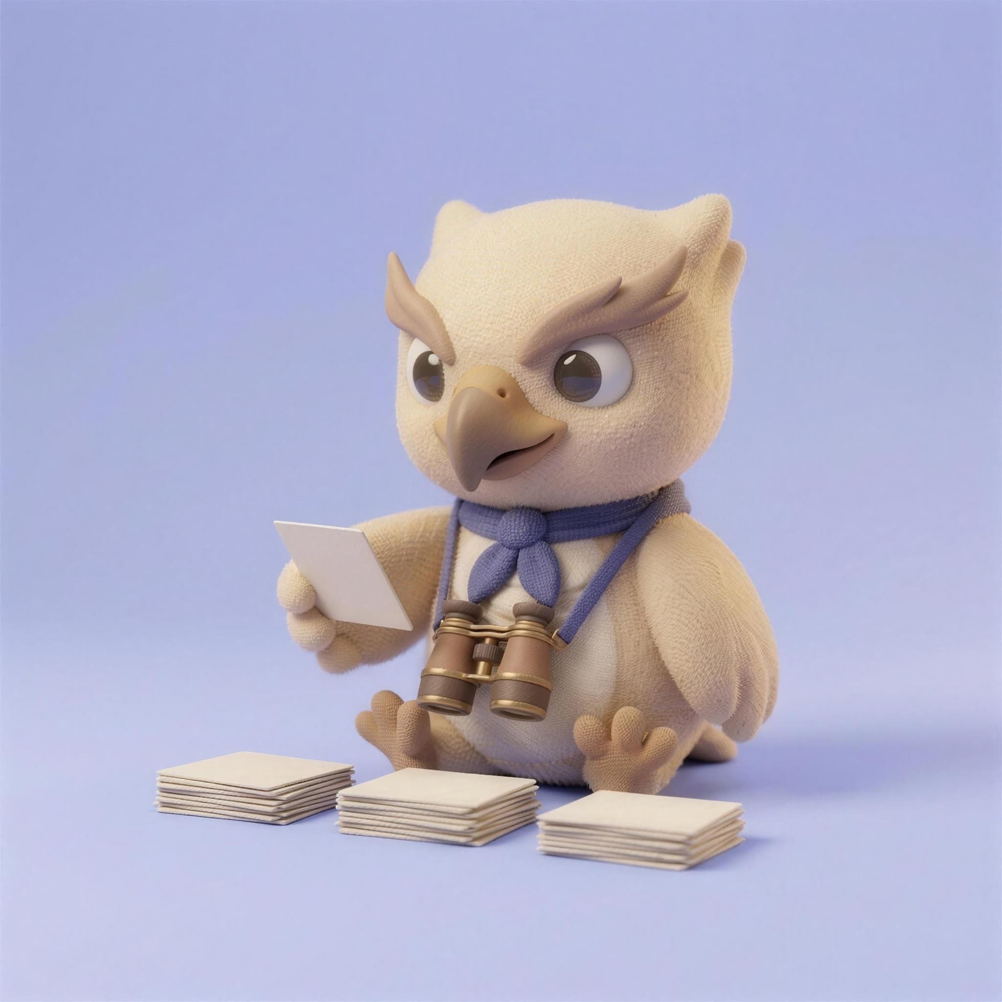 Scout the hawk sorting felt cards into order