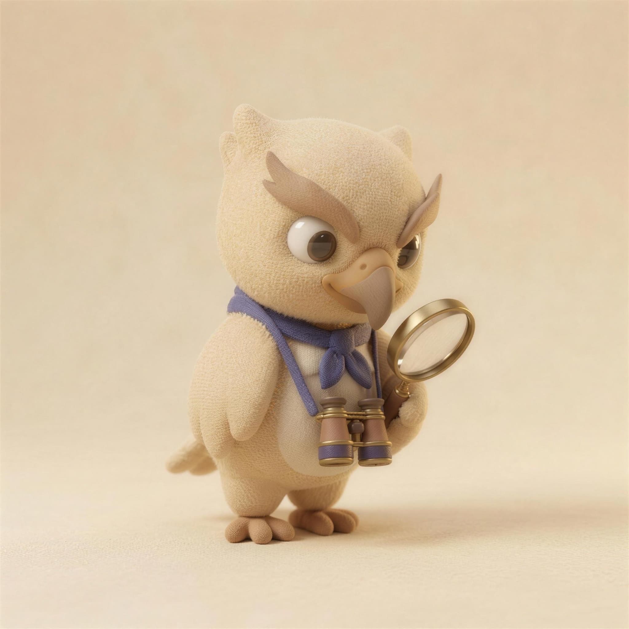 Scout examining the evidence through a brass magnifying glass