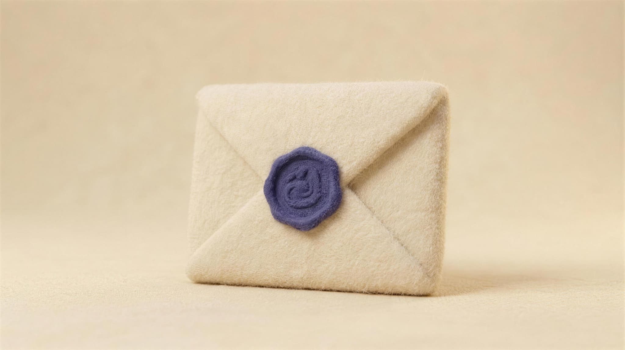 A cream felt envelope sealed with indigo wax