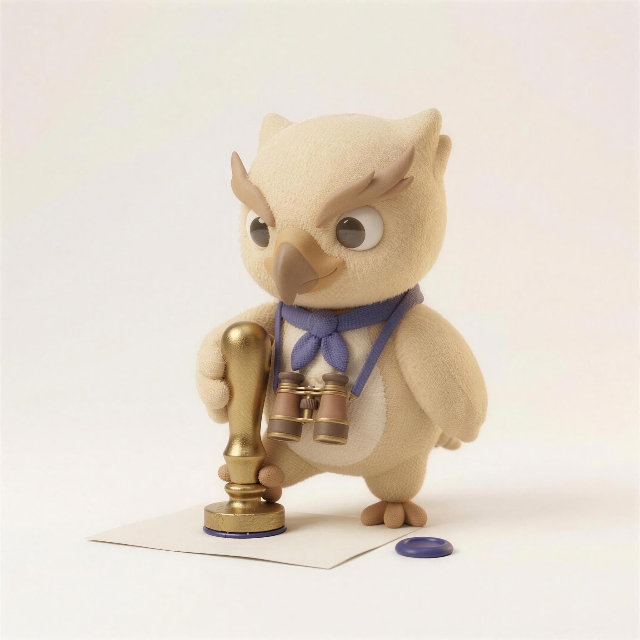 Scout pressing a stamp of approval onto the record