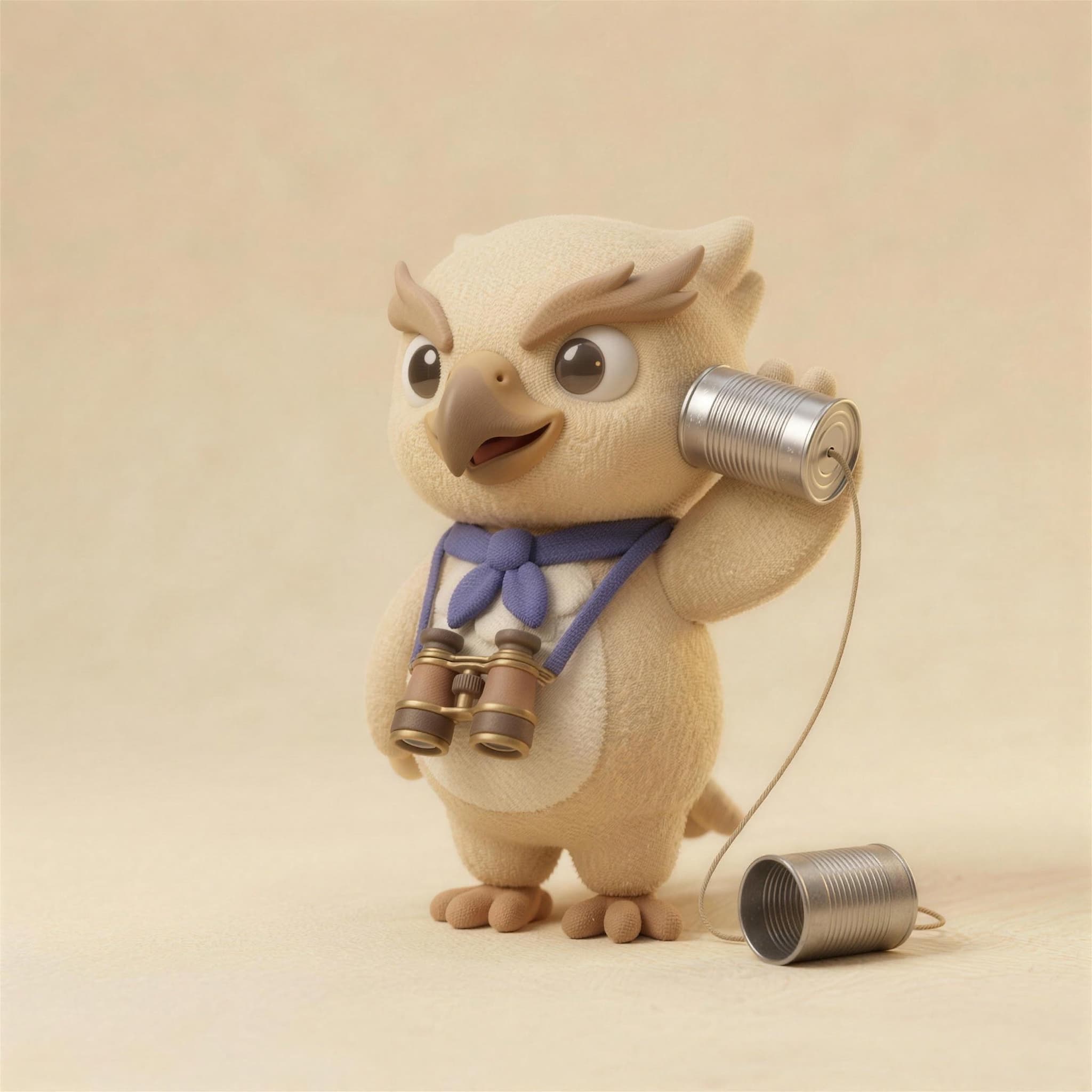 Scout on a tin-can telephone, line open and listening